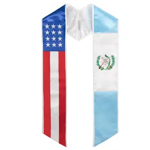 GraduationMall US & Guatemala Country Flag Graduation Stole Embroidery Sash for Study Aboard International Students Class of 2025