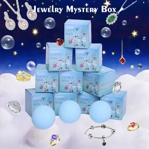 Mystery Box.Trendy Fine Jewelry with Random Necklaces,Earrings,Bracelets, Charms & Adjustable Rings Cute Surprise, Waterproof, Durable, Perfect Gift withbomb ball