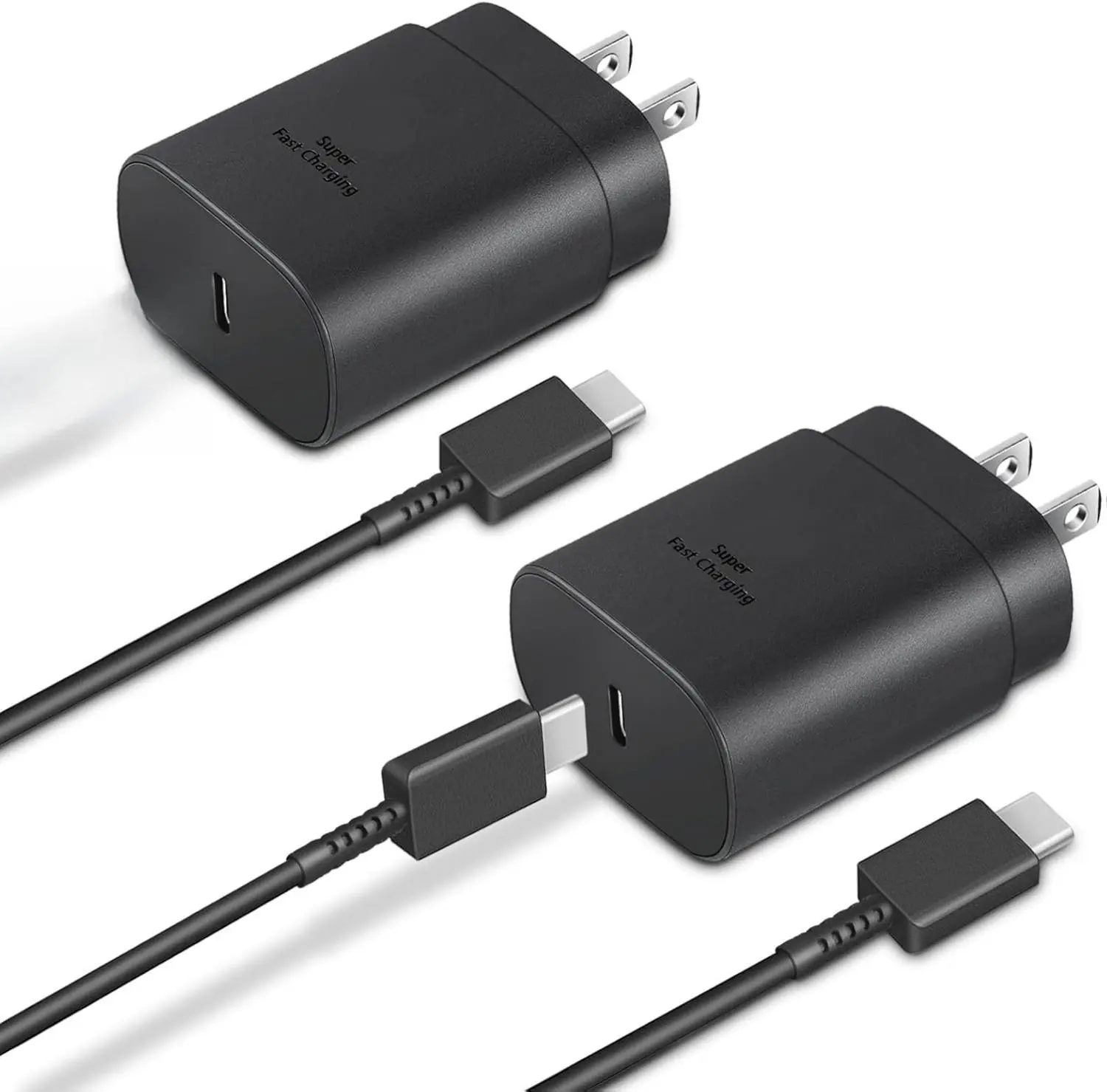 Type C Charger, 2-Pack 25W Type C Fast Charging Block with 6ft USB C Charger Cable Compatible with Galaxy S23 Ultra/S23+/S22/S21/S20/Phone 16/16 Plus/16 Pro Max/15/15 Pro Max/15 Plus-Black Electronic Cellphone