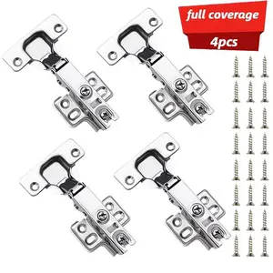 Sturdy Stainless Steel Soft-Close Hinges, Door Hardware, Quiet Closure System, 35mm Straight Arm Hinges with Mounting Screws, Ideal for Kitchen Cabinets