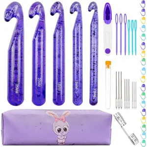 43 count Large Crochet Hooks Set,12mm 15mm 18mm 20mm 25mm Large Crochet Hooks for Chunky Yarn,Plastic  Smooth Big Crochet  for Handmade DIY Crochet with Storage Bag