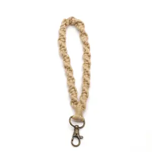 Soft Macrame Keychain Boho Handmade Wristlet Bracelet for Women, Country Style Lanyard - Perfect for Home, Office, Workshop, Shopping and Fitness