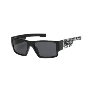 Men's Phantom Skull Matte Black Hardcore Cholo Shades with Silver Accent, Full Frame, Square Design, UV Protection Lens Modern Sunglasses