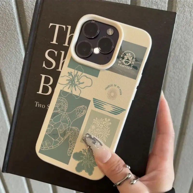 Minimalist Ocean Element TPU Smartphone Casing - Shockproof, Flexible Fit, Drop Protection, High Aesthetic Handheld Device Accessory for iPhone 11,12,13 Pro,14,15,15 Pro Max,16 Plus,16 Pro Max