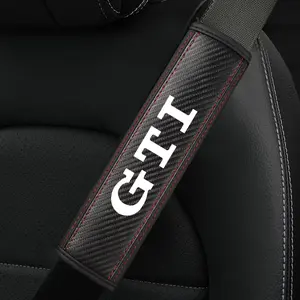 Volkswagen Gti Seatbelt Shoulder Covers, PU Leather & Carbon Fiber Stripes, Enhances Driving Comfort, Available in 1pc/2pcs