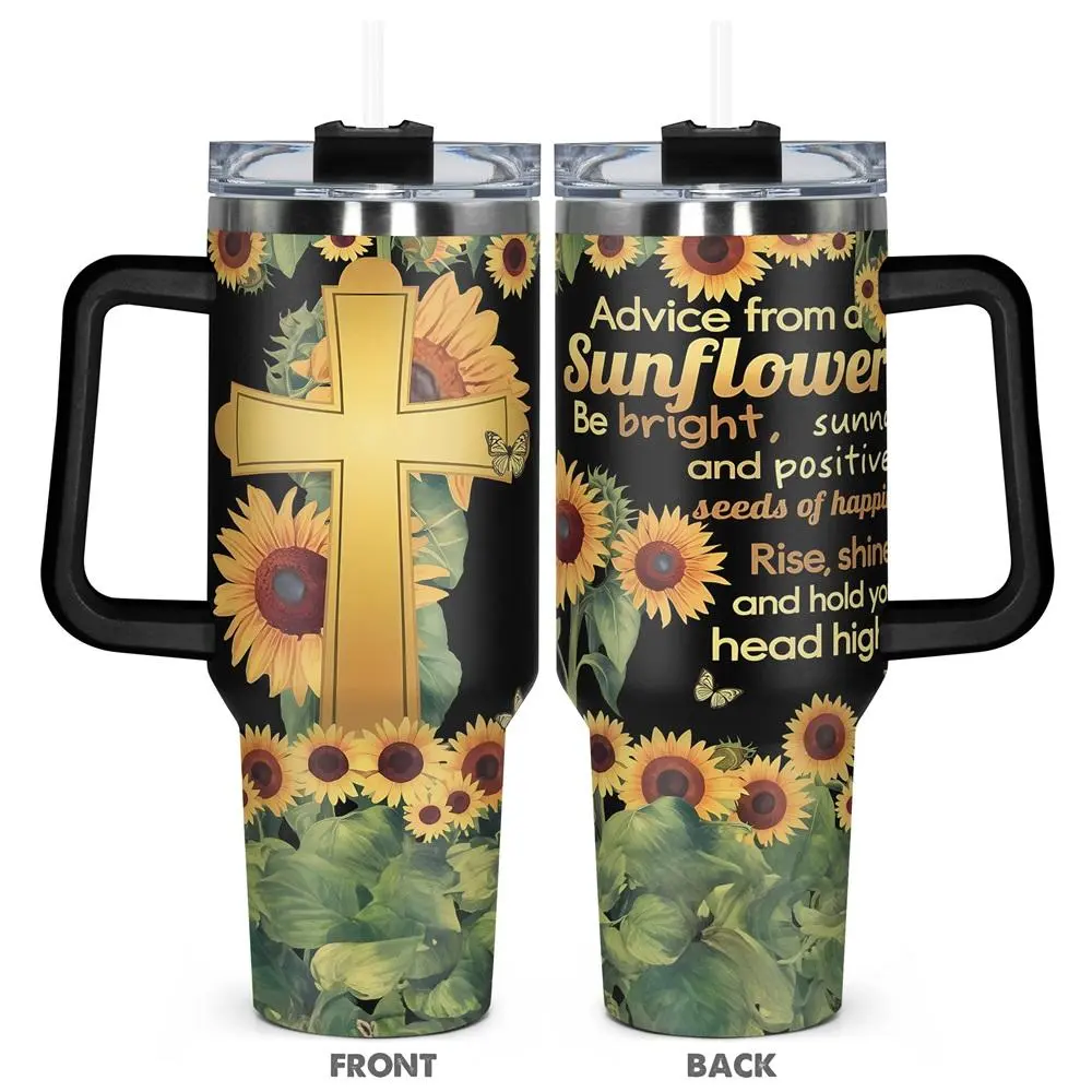 Sunflower Pattern Vacuum Insulated Tumbler, Stainless Steel Water Bottle, Insulated and Durable, Gift for Any Occasion, Birthdays, Holidays, Drinkware