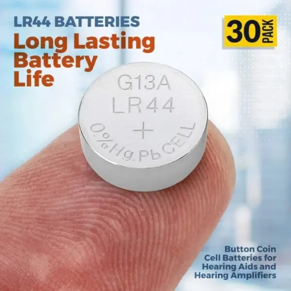 MEDca 1.5V Alkaline Batteries - LR44 L1154 AG13 357 303 SR44 Battery - Button Coin Cell for Hearing Aids and Amplifiers, Toys, Remotes, Calculators, Lasers | Long Lasting Power | Anti Corrosion | 30 PCS