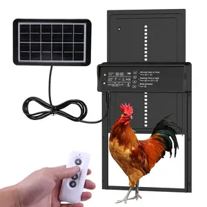 Solar Automatic Chicken Coop Door with LCD Screen, Timer Light Sensor Remote Manual Rechargeable Electric Poultry Gate, Chicken Coop Enclosure