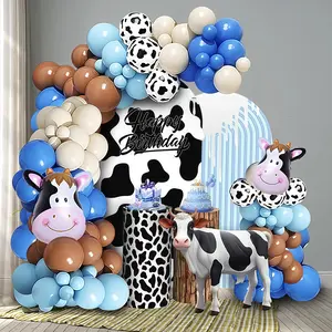 124pcs Farm Cow Theme Balloon Arch Kit, Balloon Decorations Kit, Balloon Garland Kit, Includes Cow Foil and Balloons, Perfect for Kids Birthday Parties & Baby Showers, Balloon Party Supplies