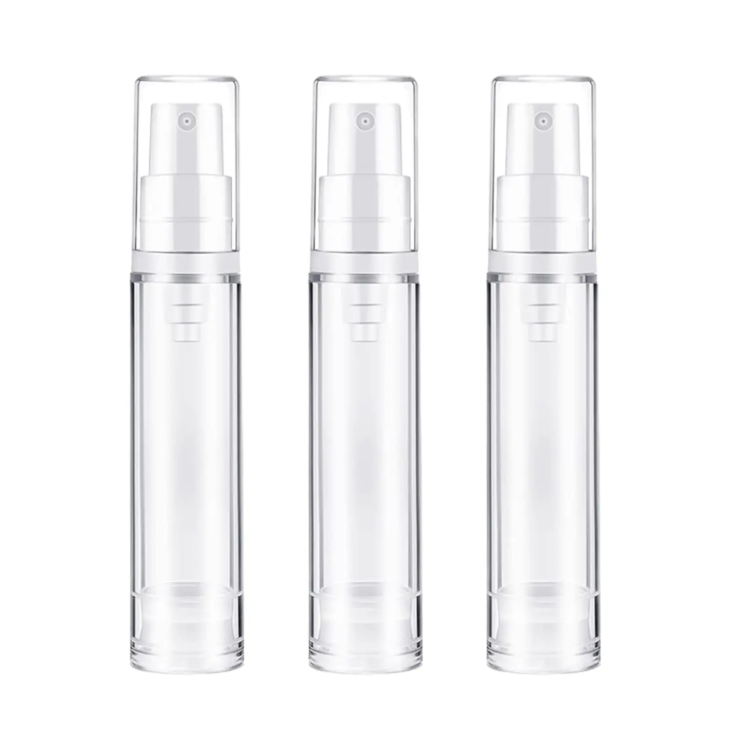 3pcs Empty Airless Pump Bottle Refillable Clear Travel Lotion Containers Vacuum Cosmetic Container Press Bottles for DIY Foundation, Gel, Essence, Lotion, Moisturiser (10Ml), 3.0 Count