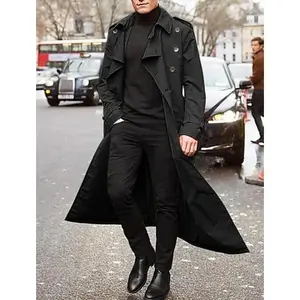 2025 Men's Mid-Length Trench Coat Men's Long Coat Menswear Jackets