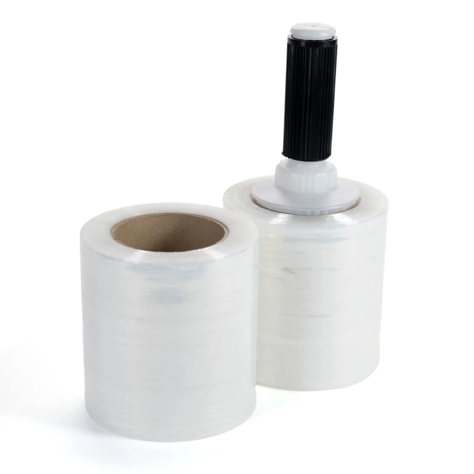 IDL Packaging 5" Stretch Wrap Mini Roll, 700 feet, 120 Gauge (Pack of 2) with a Plastic Handle Included – Industrial Grade Clear Plastic Wrap – Improved Protection for Packing, Moving, or Office
