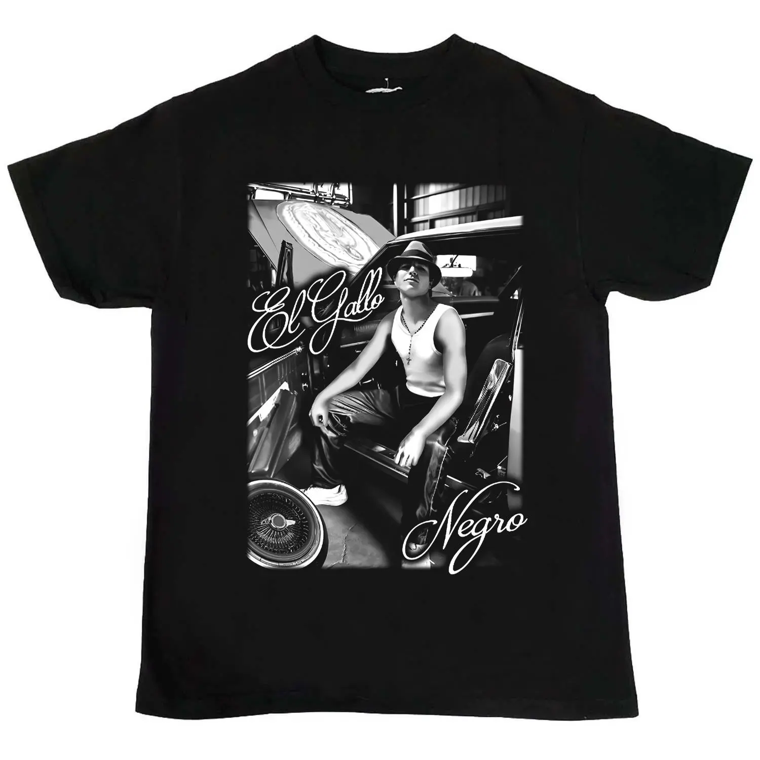 El Gallo Negro Unisex Short-Sleeve Round Neck Cotton Basic Casual Streetwear T-Shirt - Ideal for Street Chicano Mex Style Daily Wear & Gifting (Sports Top), Shortsleeve, Fashion