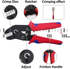 SN-58B automotive plug-in crimping pliers with multiple jaws are suitable for bare terminal insulation terminals and tubular terminals
