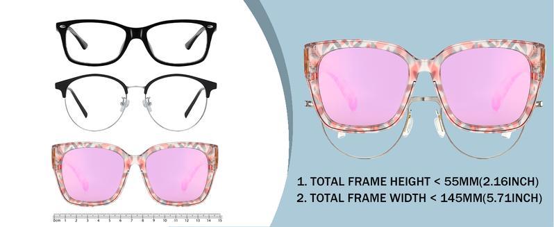 Mirrored Sunglasses Polarized Fit Over Glasses for Women Men for Driving - Trendy Large Square Oversized UV400 Protection Sun Glasses