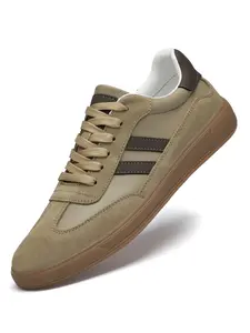 Men's Fashion Casual Sneakers Trainer Soft Leather Breathable Non-Slip Sports Walking Shoes, Spring Summer Low Top Lace-Up Shoes for Daily Wear Athletic Footwear