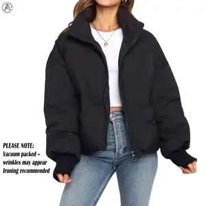 Arssm Women’s Cropped Quilted Jacket – Lightweight Zip-Up Winter Coat for Cozy Streetwear & Casual Cold Weather Outfits