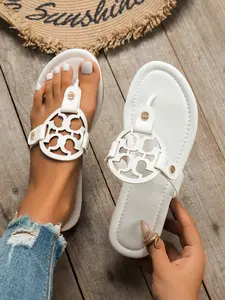 Women's Casual Flat Sandals, European Style Open Toe Slippers, Versatile Outdoor Beach Shoes, Comfortable Summer Footwear