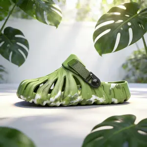 Summer "step-on-poop feeling" slippers, unisex home and outdoor sandals, thick sole monstera leaf hole-pattern , lightweight unisex same style.
