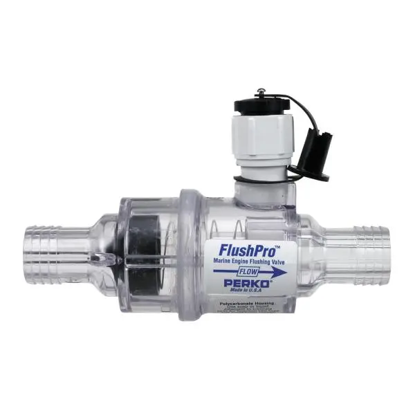 0456DP4 Perko Flush Pro Valve - Transparent Check Valve with Adapter, Automatically Shuts Off, Available for Standard 5/8" Hose Sizes