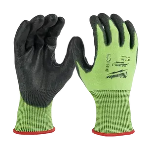Milwaukee 48-73-8951 6 PK High Vis Cut Level 5 Polyurethane Dipped Gloves - M