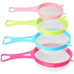 Colorful Plastic Mesh Sieve Set, Handheld Perforated Filter, Home Soy Milk Filter, Flour Sifter, Multi-Functional Filtering Tool