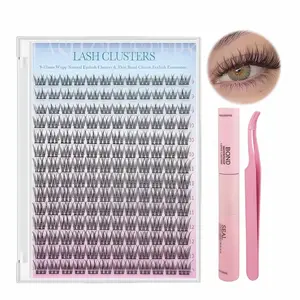 Natural Lash Extension Kit 168Pcs Wispy EyelashExtensions Kit Individual Lashes Extensions withLash Bond & Seal & Tweezers for Beginners cluster applicator makeup cosmetic cosmetic Gentle eyelashes & adhesives 0.05mm cluster kit