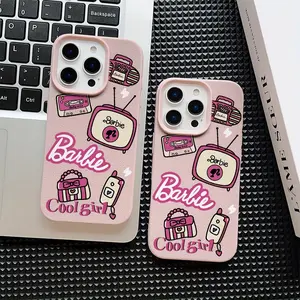 Cute Cartoon Barbie Phone Case for iPhone 16 15 14 13 12 11 Pro Max Plus, Shockproof Soft Back Cover, Couple Gift