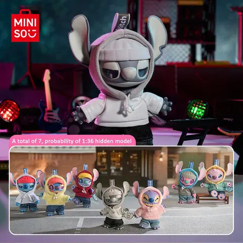 Disney Stitch GenZ Street Series Soft Plush Blind Box - Polyester Outfits, Hoodies, Plush+PVC Details, Urban Inspo, Hiphop Accessories, Jeans-Abs Theme, 6 Regular Pendants, Inspirational Youth Gift (Skateboarding Bag Charms, Keychains, Whole Set)