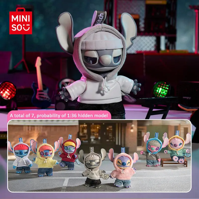 Disney Stitch GenZ Street Series Soft Plush Blind Box - Polyester Outfits, Hoodies, Plush+PVC Details, Urban Inspo, Hiphop Accessories, Jeans-Abs Theme, 6 Regular Pendants, Inspirational Youth Gift (Skateboarding Bag Charms, Keychains, Whole Set)