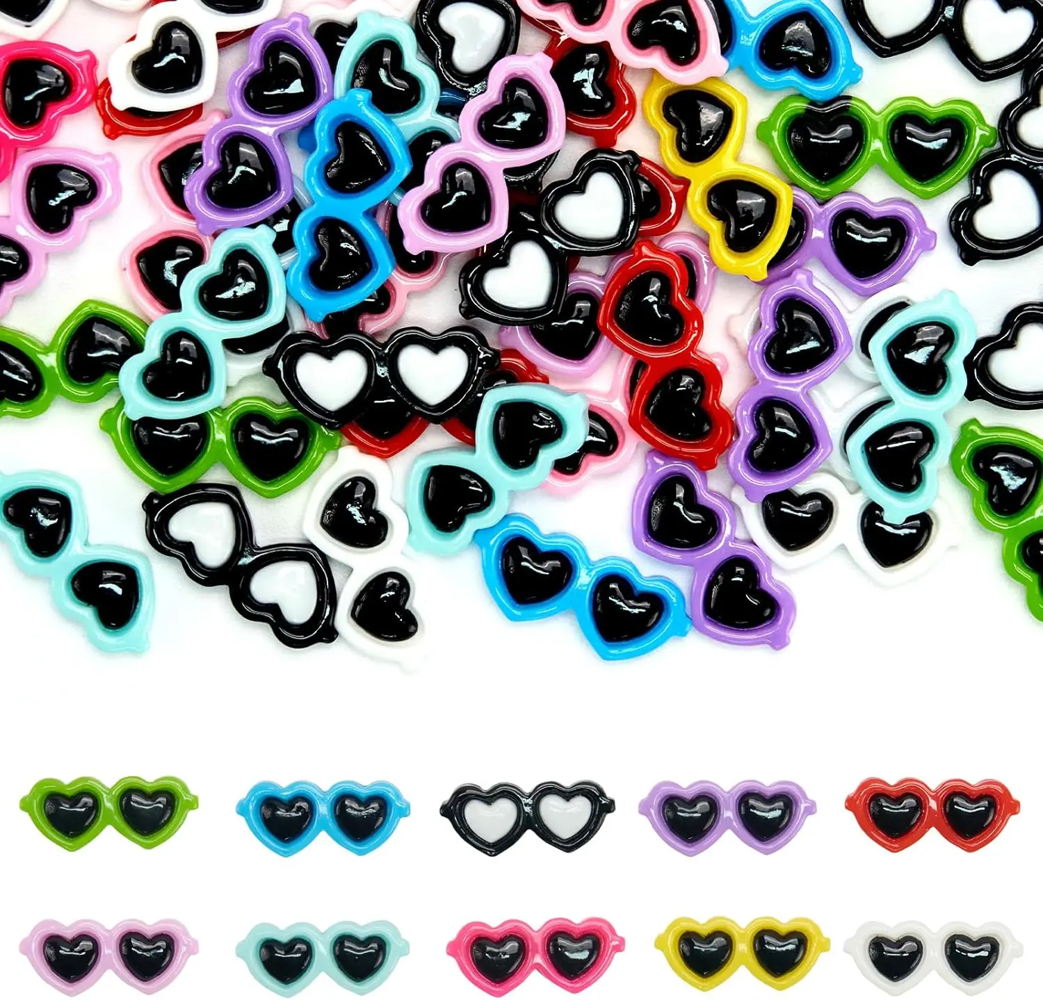 50Pcs Mini Sunglasses for Crafts - Colorful Resin Charms Phone Case Hair Clip Drip Oil Decor Accessories