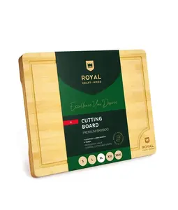 Royal Craft Wood Extra Large Cutting Board 18"x12", Cutting Boards For Kitchen Side Handles Knife Friendly Surface Eco-Friendly Bamboo Cutting Board