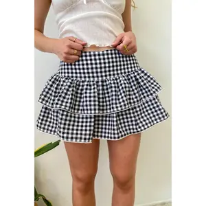 Layered Gingham Mini Skirt