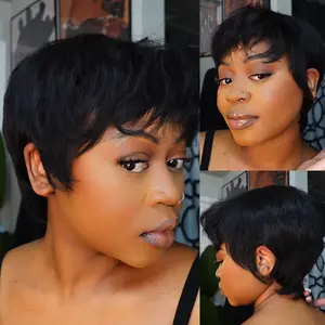 Nadula Pixie Cut Wigs for Black Women Glueless Pixie Cut Wig Human Hair Short Straight Wig Beginner Friendly Full Machine Human Hiar Wig Easy To Style Maintenance TikTokShopStockUp