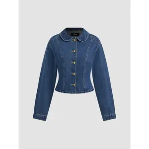 Cider [2 colors, size 0-10] Denim Collar Cinched Waist Jacket