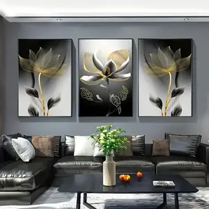 3 Pieces Optional Wooden Frame Modern Luxury Flower Floral Painting Wall Art Canvas Painting Wall Poster Art For Living Room Home Decor Aesthetic Canvas Painting Print HD Giclee Wall Poster Clear Texture Canvas Print
