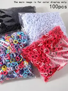 100 Piece Set Vibrant Elastic Hair Ties, Perfect for Outdoor Activities, Multi-Functional Headwear, Casual Style, All Seasons, Elastic Hair Accessory