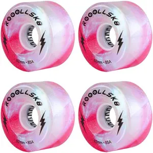 Roller Skate Wheels Light up Skate Wheels Indoor and Outdoor Glow Quad Skate Wheels 85A 62MM