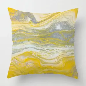 Home Decor Abstract Yellow Marbled Pattern Throw Pillows Pattern Cushion Cover Suitable for Sofa Bedroom Car Pillow Cover