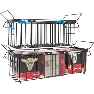 Freezer Organizer Bins, 2 Pack Expandable Stackable Chest Freezer Containers with Handles, From 14.6" to 24.8" Baskets for Fridge, Deep Freezer, Cabinet,, Pantry