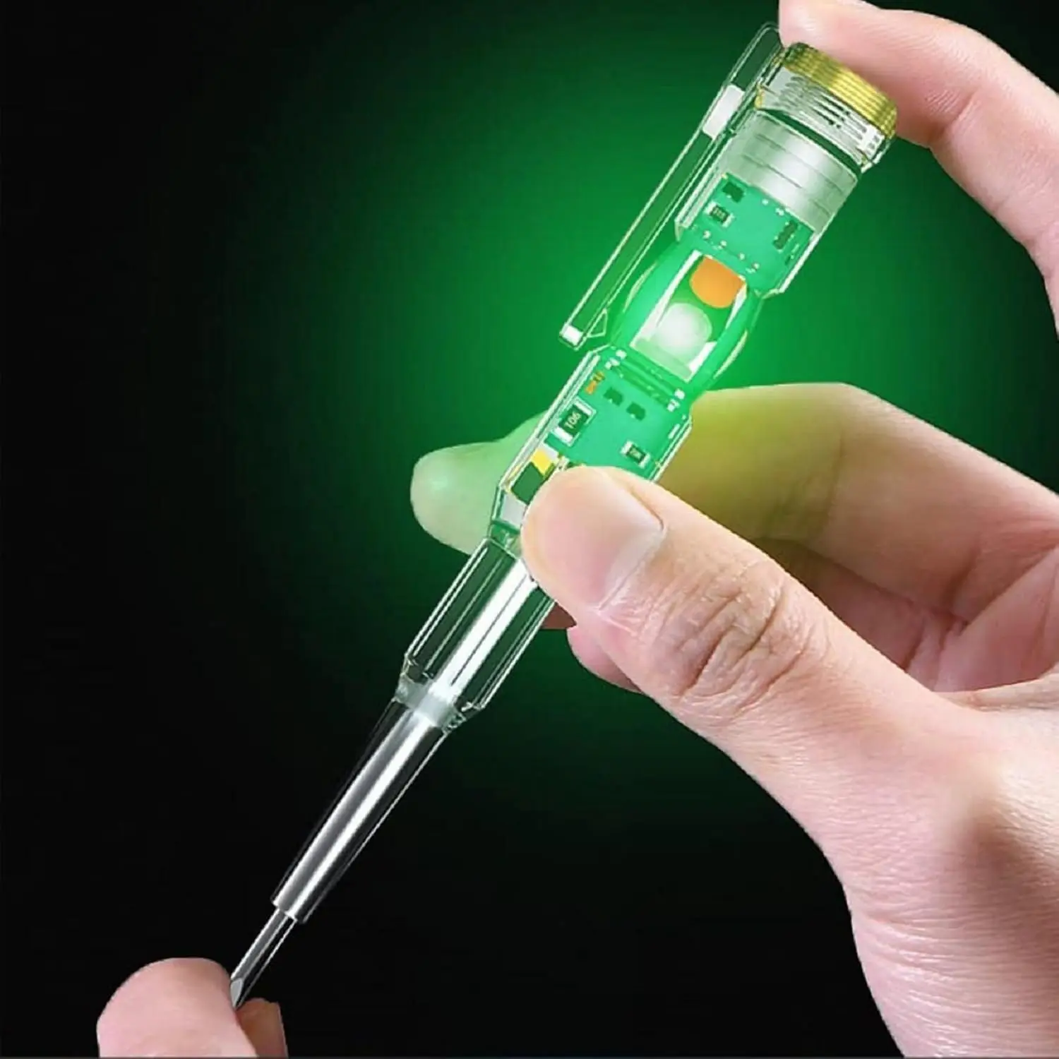 1PC Pen Shape Portable Non-Contact Voltage Tester Pen for Electricians - Chrome Vanadium, High Brightness LED Indicator, Waterproof, Responsive Voltage Detection, Ready to Use Electrical Detector