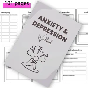 Mental Health Journal Notebook – Anxiety & Depression Workbook, Worksheet, 101 Pages Guided Journal, Mood Tracker & Anxiety Log Book, Daily Reflection Diary, Stress Relief Self Care Planner for Women & Adults