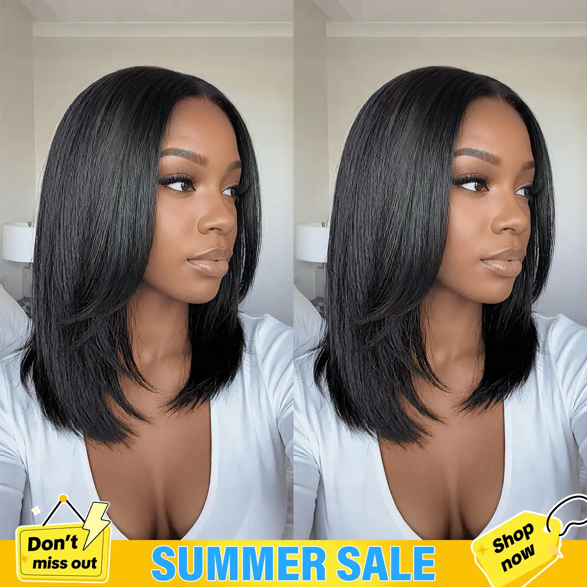 [New In] BGMgirl Wear Go 9x6 TPart Layered Cut Bob Yaki Straight Pre Everything Pre Bleached Knots Wear Go Pre Plucked HairlineWig Lace Draw-String Glueless Human Hair Wig summer outfits back to school