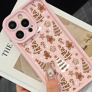 Featuring a Christmas-Themed Design Phone Case Compatible with iPhone 17 Pro Max 16 16e 15 14 Plus 13 12 Mini 11 Air XR X XS Pattern TPU Lens Protection Durable Soft Cover Gift Pink