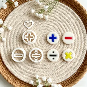4pcs Math Themed Polymer Clay Cutters and Molds with Addition, Subtraction, Multiplication, Division Symbols and Game Controller Signs, Suitable for DIY Jewelry Making, College Crafts, Precision Cutting Tools for Earrings, Clay Molds