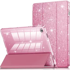 Case for Galaxy Tab A9 Plus 5G, Glitter Cover with Sparkly Clear Back for Samsung Galaxy Tablet A9+/A9 Plus 11 Inch 2023 Model (SM-X210/X216/X218)[Auto Wake/Sleep] for Girls Kids Pink