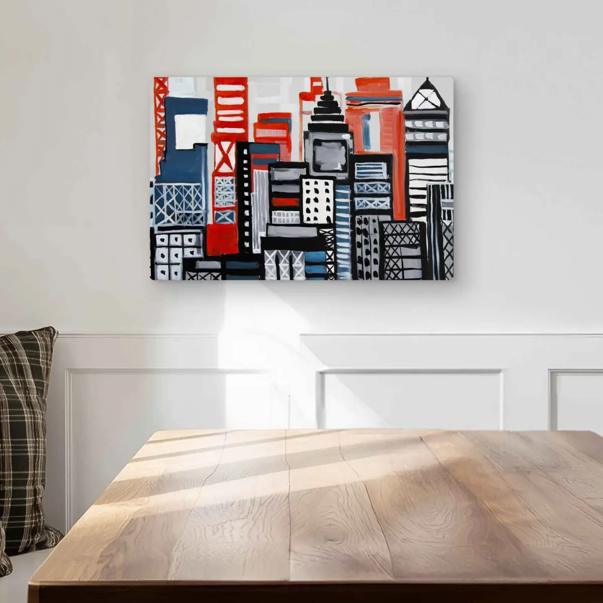 212 MAIN 12x18 in Light Weight Black Metal Abstract Geometric Urban City Landscape Wall Artwork - Aluminium Home Decor, Ideal Gift for Room Styling