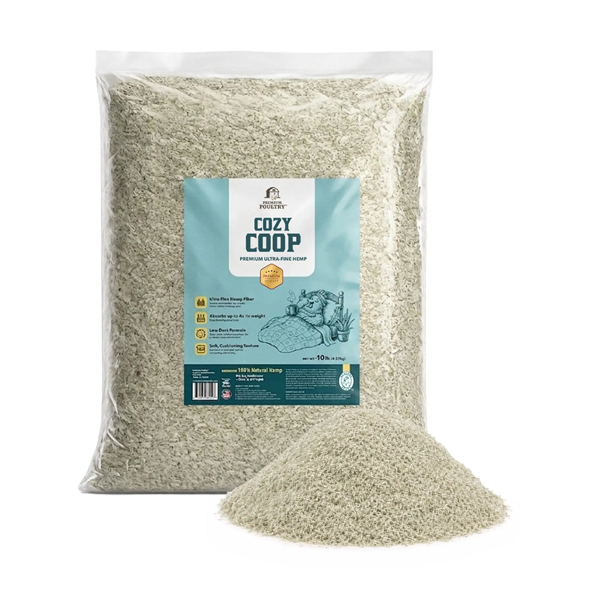 Premium Poultry 10 Lb Bag Hemp Cozy Coop Siftable Chicken Bedding for Coops