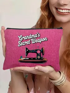 Sewing Machine Pattern Toiletry Bag, Lightweight Foldable Zipper Bag, Toiletry Bag for Women, Girls, Sister, Teenager, Wife, Grandma Gift