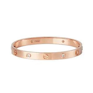 Pre-owned Cartier LOVE Bracelet, Reference B6036017, 18K Rose Gold, Set with 4 Diamonds/